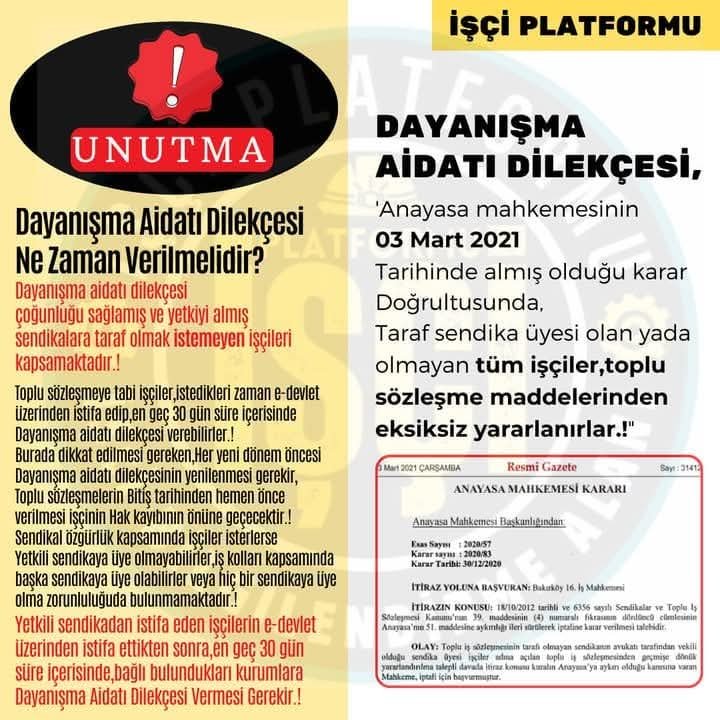 Yetkili Sendikaya Üyeliği Bulunmayan Kamu İşçileri Dikkat, Süre Azaldı.!