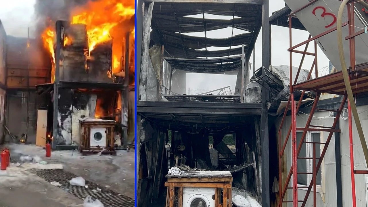 Eyüpsultan’da yangın paniği: İşçi konteyneri alevler içinde kaldı