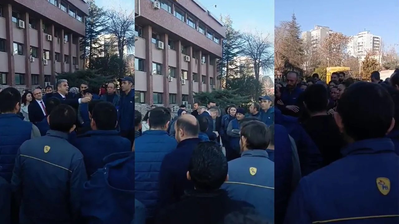 Ankara’da bine yakın PTT işçisi, düşük ücret ve haksızlıkları protesto ederek iş bıraktı